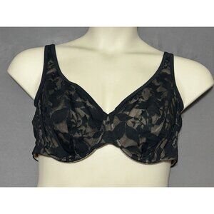Third Love Foliage Perfect Coverage Bra 42B Black Unlined Underwired
